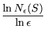 $\displaystyle {\frac{\ln N_{\epsilon}(\Cal{S})}{\ln \epsilon}}$