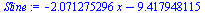 `+`(`-`(`*`(2.071275296, `*`(x))), `-`(9.417948115))
