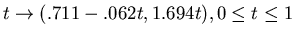 $t\rightarrow (.711-.062t, 1.694t), 0\leq t\leq 1$