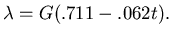 $\lambda=G(.711-.062t).$