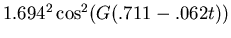 $1.694^2 \cos^2(G(.711-.062t))$