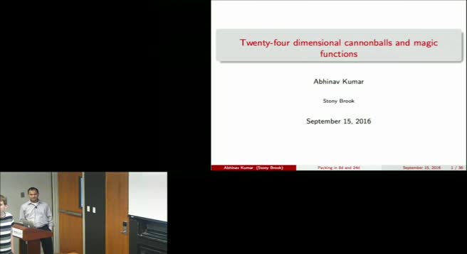 Video: Twenty-four dimensional cannonballs and magic functions. Abhinav Kumar .   