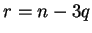 $ r=n-3q$