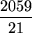 \begin{maplelatex}
\begin{displaymath}\frac{2059}{21}
\end{displaymath}\end{maplelatex}