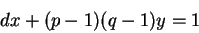 \begin{displaymath}dx+(p-1)(q-1)y=1\end{displaymath}