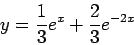 \begin{displaymath}y = \frac{1}{3}e^x + \frac{2}{3}e^{-2x}\end{displaymath}