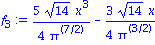 f[3] := 5/4*14^(1/2)*x^3/Pi^(7/2)-3/4*14^(1/2)*x/Pi^(3/2)