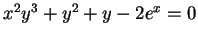 $x^2 y^3 + y^2 + y -2 e^x =0$