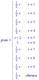 `:=`(pirate, PIECEWISE(`?`, `?`, `?`, `?`, `?`, `?`, `?`, `?`, `?`, `?`))