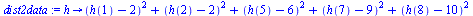 proc (h) options operator, arrow; `+`(`*`(`^`(`+`(h(1), `-`(2)), 2)), `*`(`^`(`+`(h(2), `-`(2)), 2)), `*`(`^`(`+`(h(5), `-`(6)), 2)), `*`(`^`(`+`(h(7), `-`(9)), 2)), `*`(`^`(`+`(h(8), `-`(10)), 2))) e...