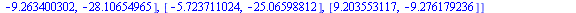 [[7.390980357, -9.692462929], [-5.596965213, -27.92051809], [-2.337381483, -21.84581610], [-8.031811636, -25.08619332], [3.307567556, -18.31371140], [7.397671015, -10.12944913], [5.323717488, -14.1581...