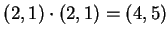 $ (2,1)\cdot(2,1) = (4,5)$